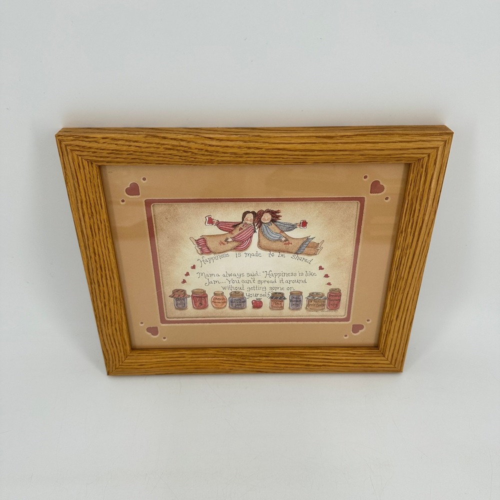 Anna Scott Framed Art Happiness is Like Jam Vintage Oak Wood Frame Wall Decor